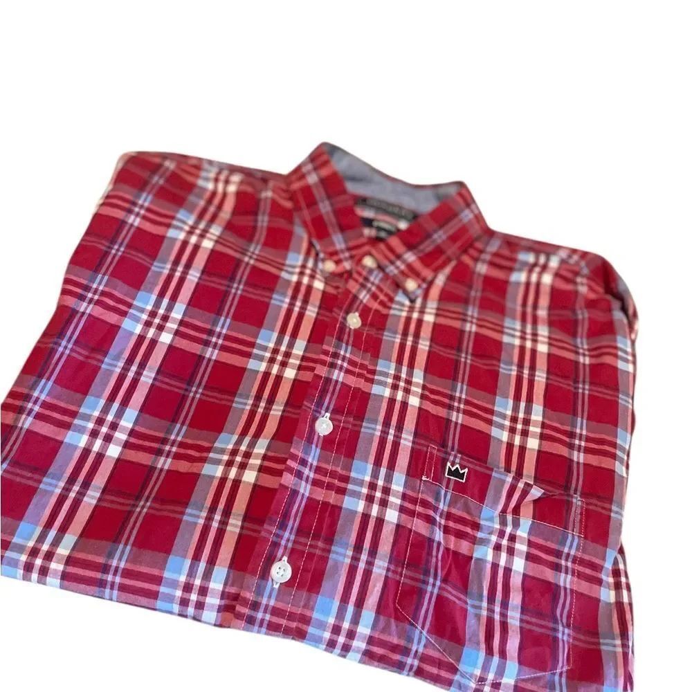 Crown & Ivy Graphic Red Plaid Button-Down Shirt - Men excellent size XL